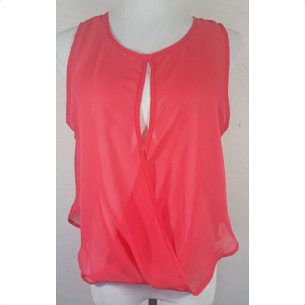 Dulce Carola Small Tank Top Sheer Cut Outs Coral